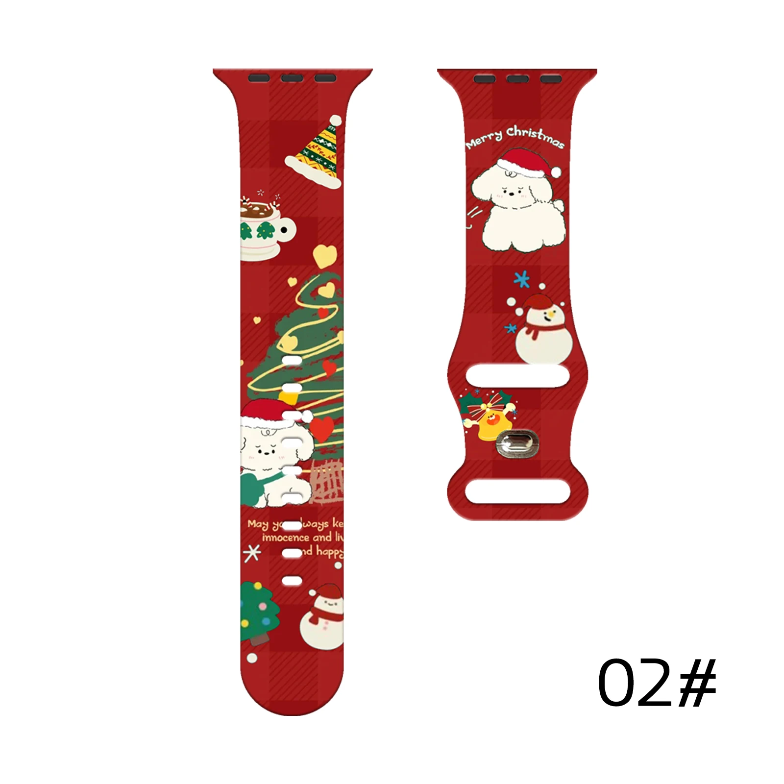 

Little Dog Christmas Printed Strap for Apple Watch 11 10 9 Silicone Band Replaceable Bracelet for iWatch 46/44/42/41mm Watchband