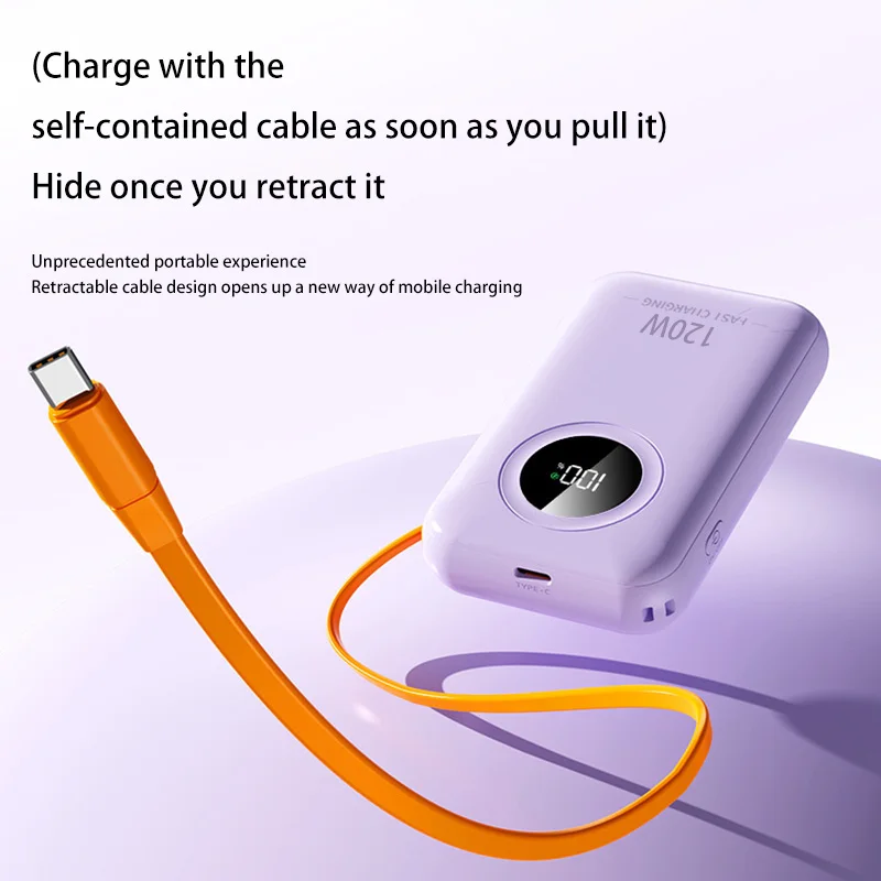 Xiaomi 100000mAh Power Bank Comes With Retractable Cable Bidirectional Fast Charging 120W Portable Power Bank For Iphone Samsung