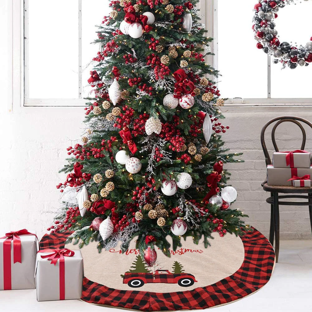 

New Christmas hat decorations linen tree skirt car Christmas tree 120CM