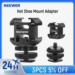 NEEWER Camera Hot Shoe Mount Adapter with Triple Cold Shoe Mounts for Mic LED Video Light Field Monitor, Aluminum Alloy Shoe