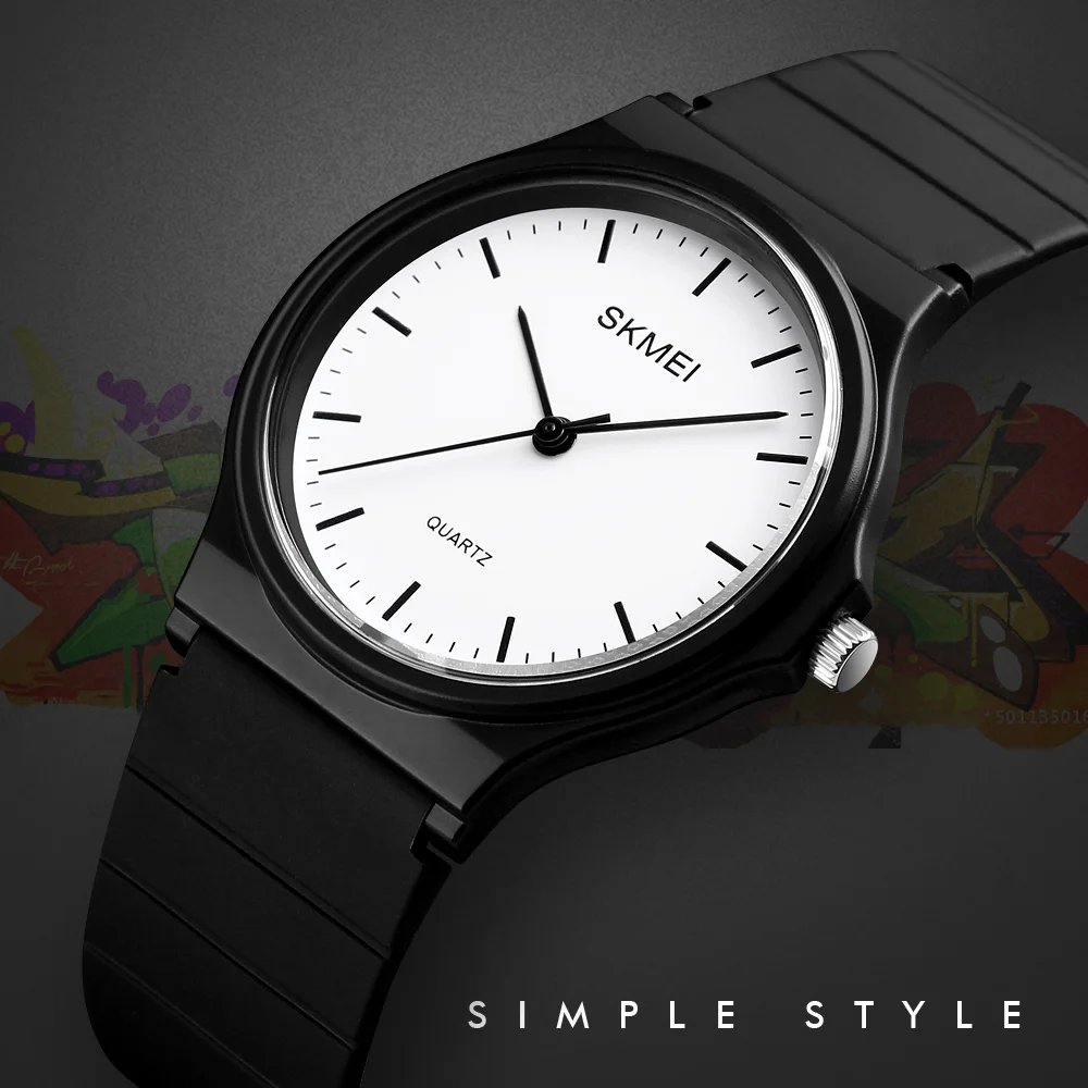 SKMEI Ultra-Thin Unisex Kids Children Watch Fashion Simple PU Strap Quartz Watches Students Military Waterproof Wristwatch Gift