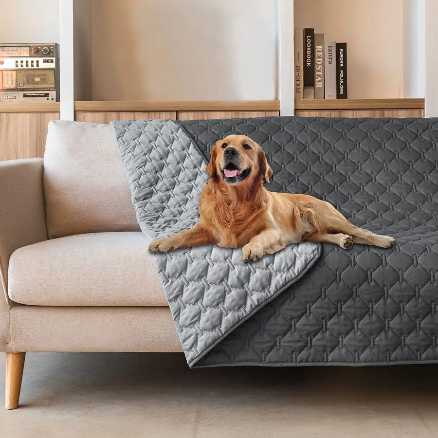 100 DoubleSided Waterproof Dog Bed Cover Pet Blanket Sofa Couch Furniture Protector for Puppy Large Dog Cat, Reversible 68x82 In