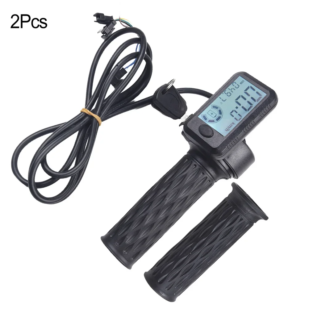 Electric Bicycle LCD Speed Display Throttle Accelerator Handle With Power Display E-Bike E-scooter Throttle Grips 6/8 WIRE Parts