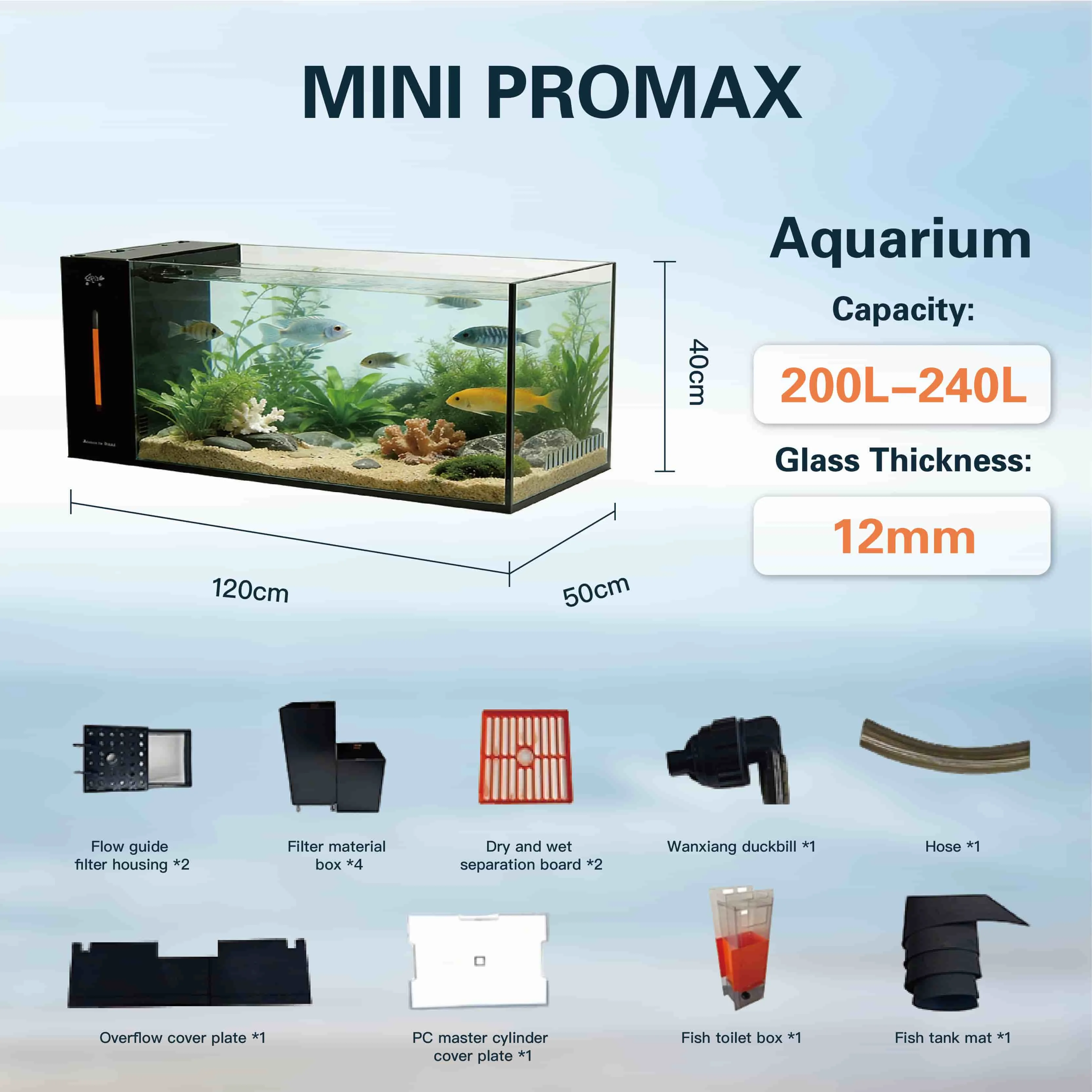 Aquarium Tank 200L Ecological Integrated Right-angle Fish Tank White Glass Ornamental Aquarium Fish Tank