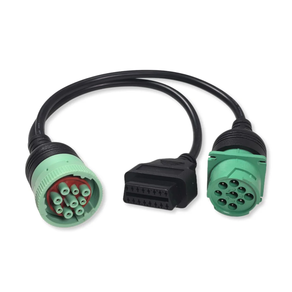 J1708 9Pin Male To Female J1939 9Pin Deutsch Truck Adapter 9Pin To OBD2 Interface Truck Y-Cable Adapter OBDII Y Splitter Truck