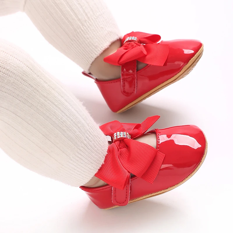 Niedliche Prinzessinnen-Babyschuhe, Frühlings- und Herbstedition, Schmetterlings-Schleifen-Dekoration, weicher PU-Boden, geeignet für 0–1 Jahre alte Babys – Detail 19