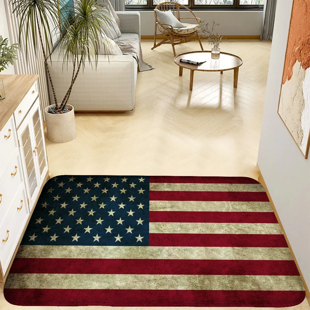 Patriotic flag Door Mat mat Alfombra antideslizante para el hogar, tapete creativo 3D para dormitorio, sala de estar, pasillo,