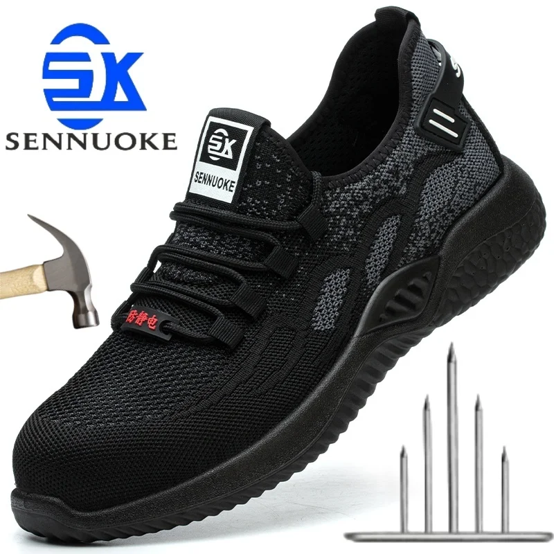 Scarpe antinfortunistiche da uomo per lavoro Sneakers sportive leggere dita in acciaio sicurezza industriale Tennis originale