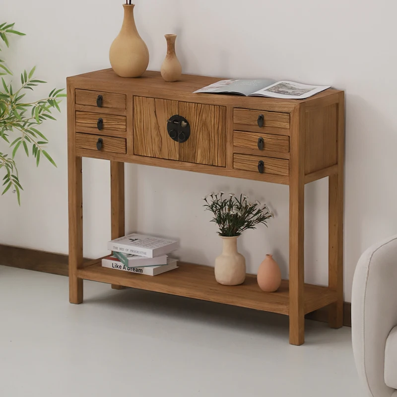 

Vintage Wabi Sabi Console Table Mid Century Simple Rustic With Storage Console Table Living Room Entrance Bureau Home Furniture