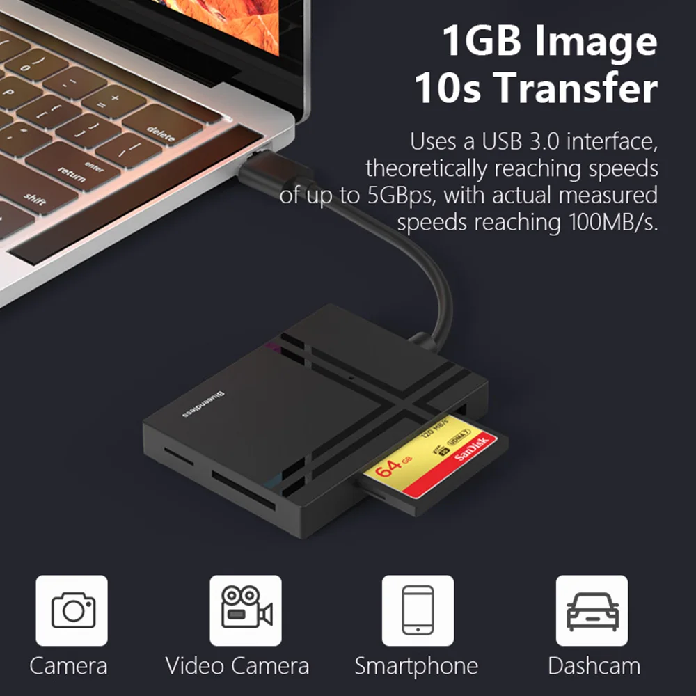 قارئ بطاقات 5 في 1 USB 3.0/USB-C إلى CF/SD/TF/MS/XD OTG محول قارئ البطاقات الذكية متعدد الوظائف لهاتف iPhone17 16 iPad Android #3