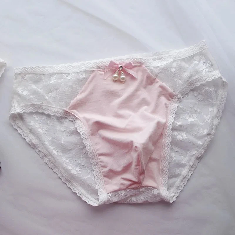 

Man's Sexy Lace Briefs Motal Soft Pink BF Gifts Harajuku