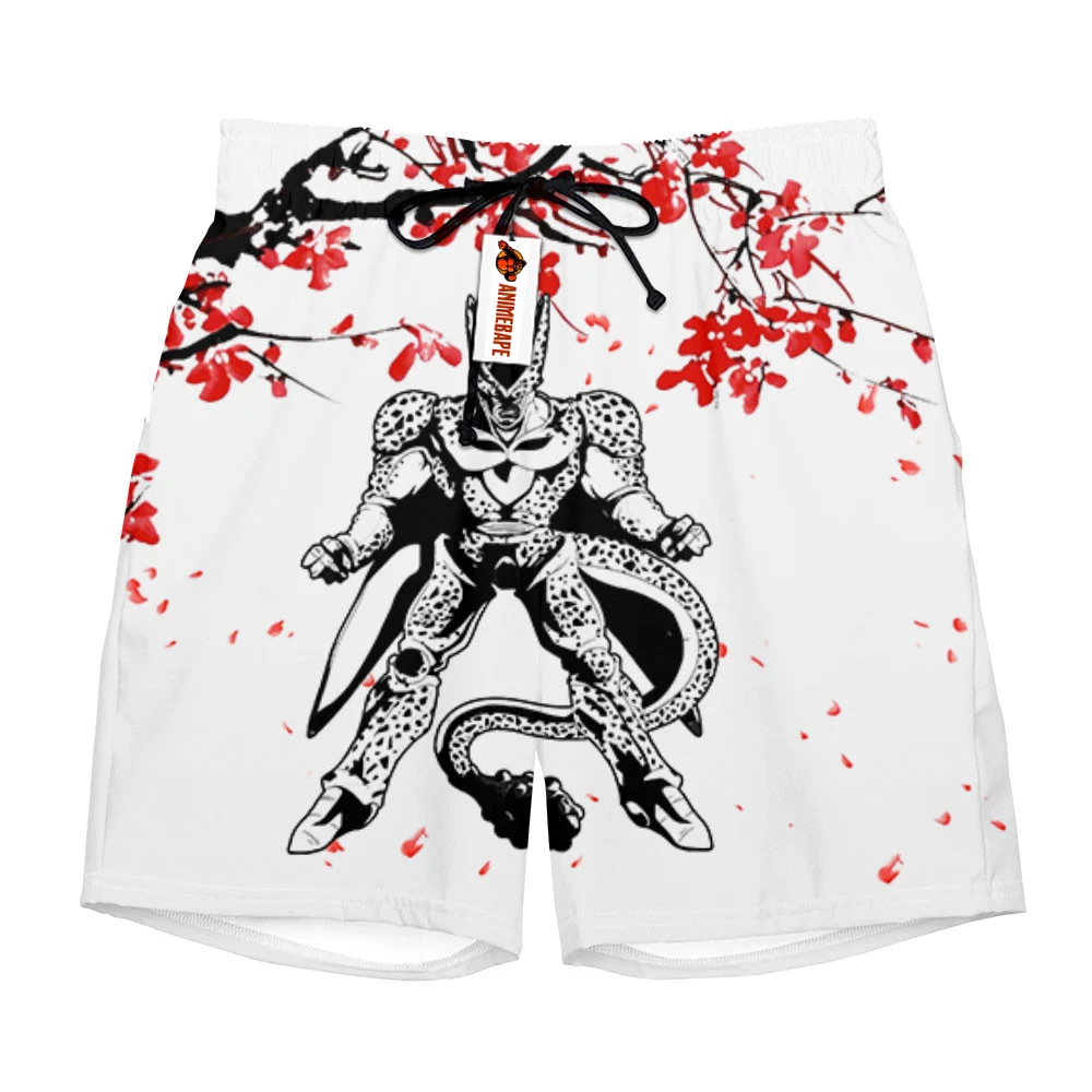 

2026 New Dragon Ball Cell Max Red Gradient Manga Print Quick Dry Shorts Men Casual Beach Wear Gym Workout Sports Board Shorts
