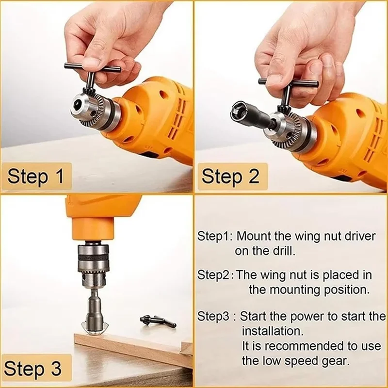 

AA46 Power Wing Nut Driver Bit Set,Slot Wing Nuts Drill Bit Deep Socket,Wing Nut Socket,Wingnut Driver