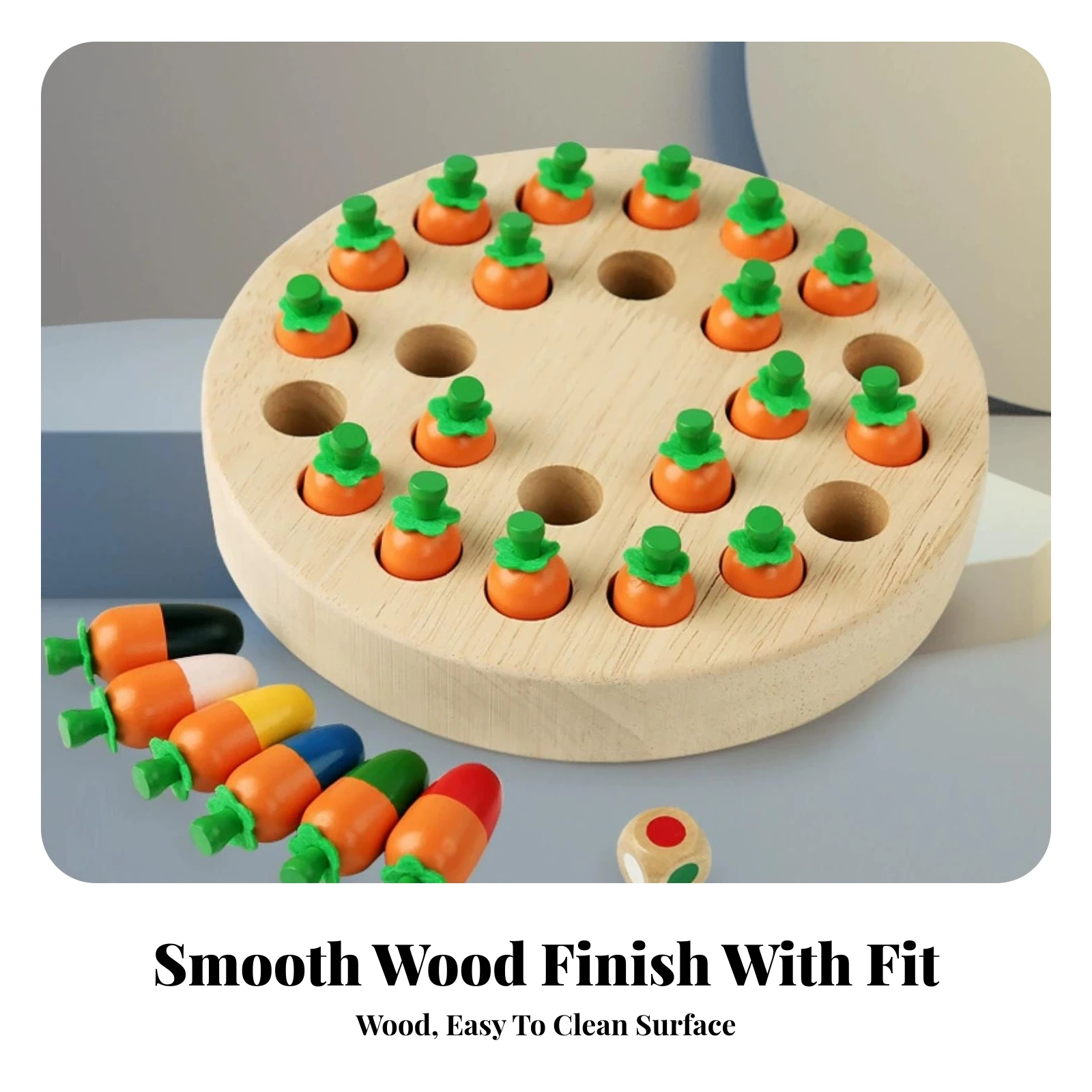 Wooden Memory Game Interactive Round Wooden Memory Board Game Educational Toy Brain Training Hands-on for Children Aged 4-6