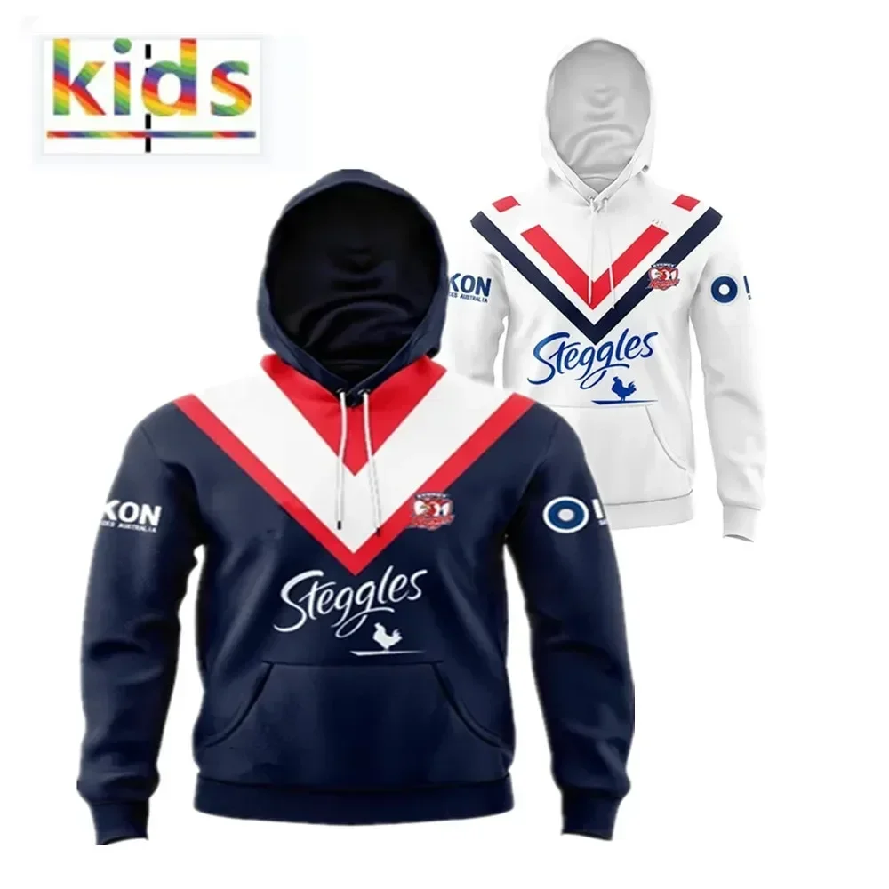 

2024 Sydney Roosters Kids Hoodie Home / Away / Training Rugby Jersey - Mens Size:16-26（Print Name Number）Top Quality