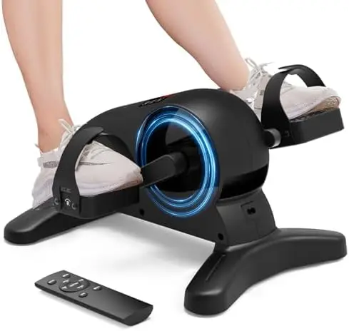 Mini Under Desk Exercise Bike Pedal Exerciser, Motorized Setting Bike Pedal Exerciser Leg/Arm Cycle for Senior, Physical Therapy