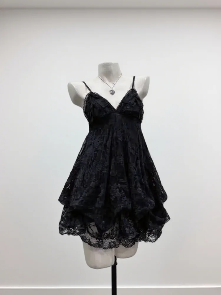 

2025 Summer New Women Sets Vintage Elegant Fairy Ruffle Lace Chiffon Design Mini Skirt Suit Female Korean Fashion Chic Outfits