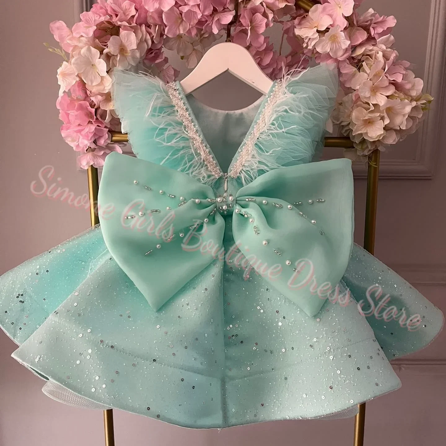 Flower Girl Dress Wedding Sleeveless Bow Princess Birthday Party Dress Kids Pageant Piano Recital Tutu Gown Children Costume
