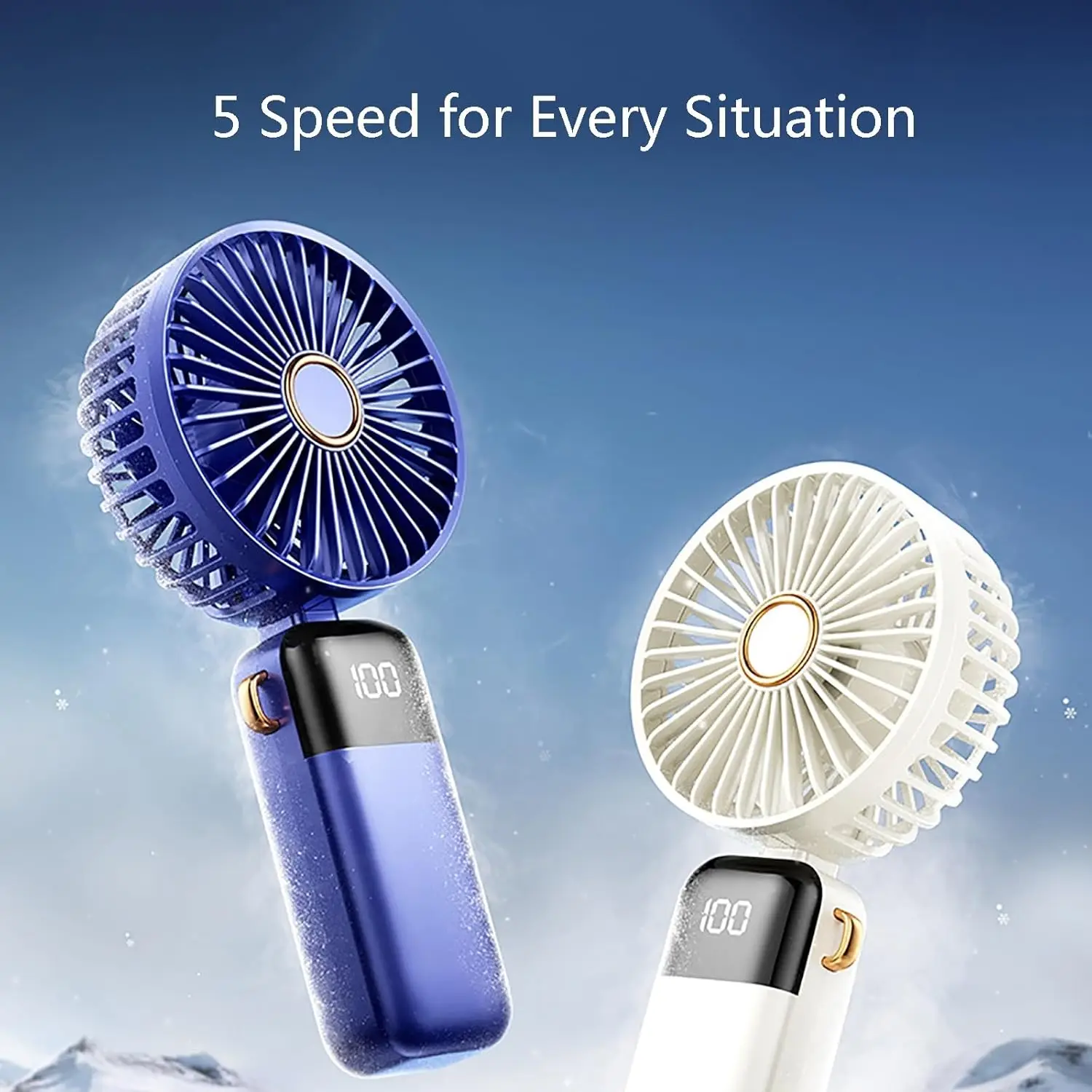 Ультра тихий маленький вентилятор со складной головкой на 90 градусов, мощный портативный настольный вентилятор с воздушным потоком, 5-скоростной перезаряжаемый настольный вентилятор