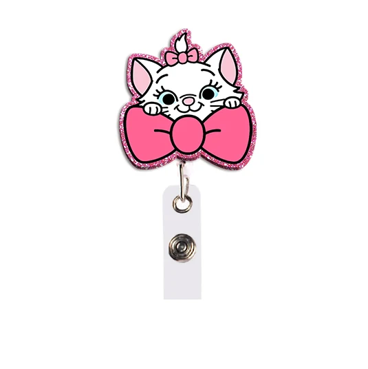 Etui na identyfikator z motywem Marie z kreskówki Disney, zawieszka na klucze, smycz na kartę studencką, akcesoria.