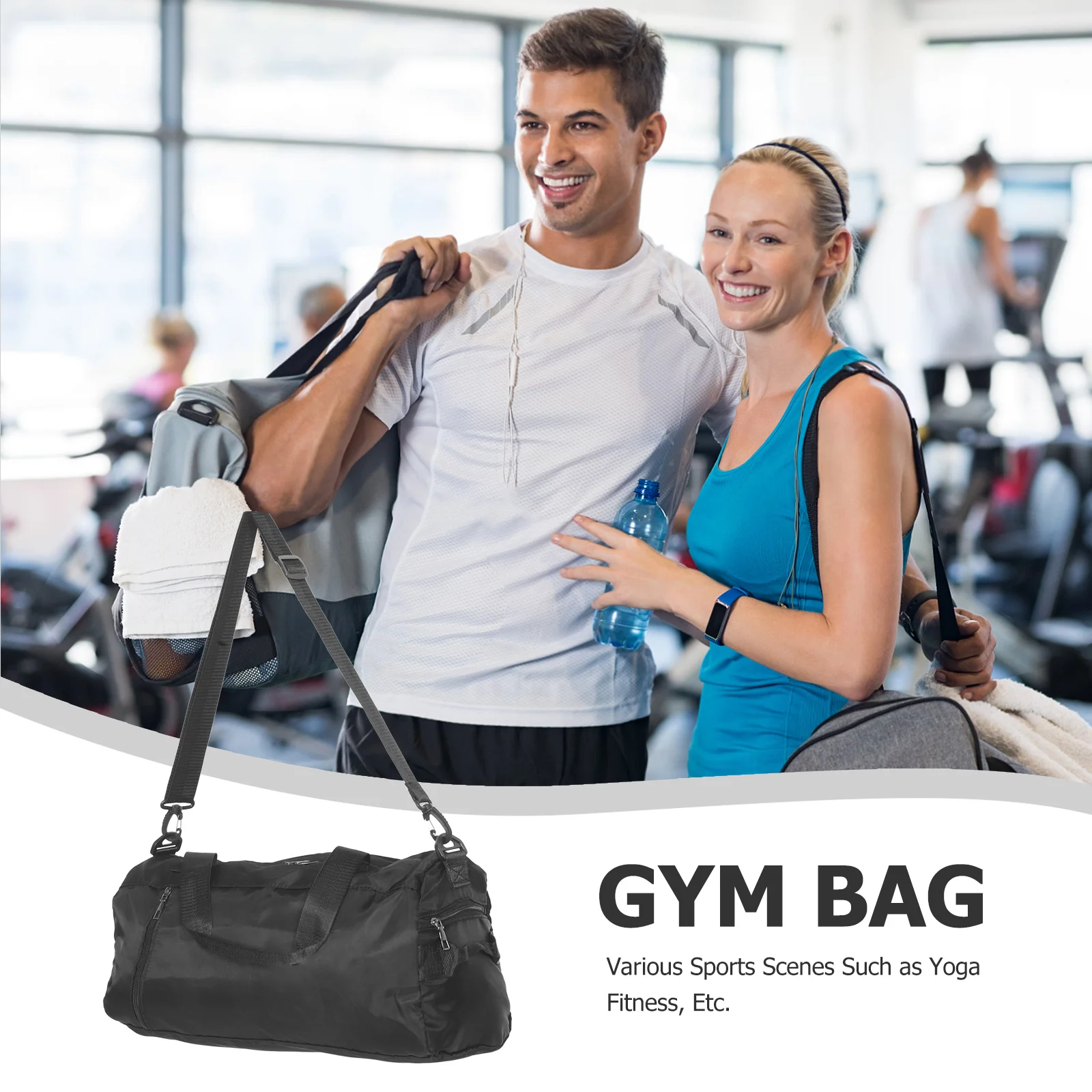 حقيبة كبيرة من القماش الخشن مقاومة للماء، حقيبة كتف أنيقة للسفر في صالة الألعاب الرياضية في عطلة نهاية الأسبوع، جيب مبلل، حقيبة رياضية للتمرين للنساء والرجال باللون الأسود