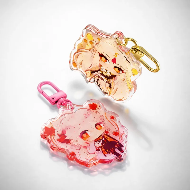 Custom Translucent Colour Background Epoxy Keychains Cartoon Key Chain Photo Customized Anime Clear Acrylic Personalized Charms