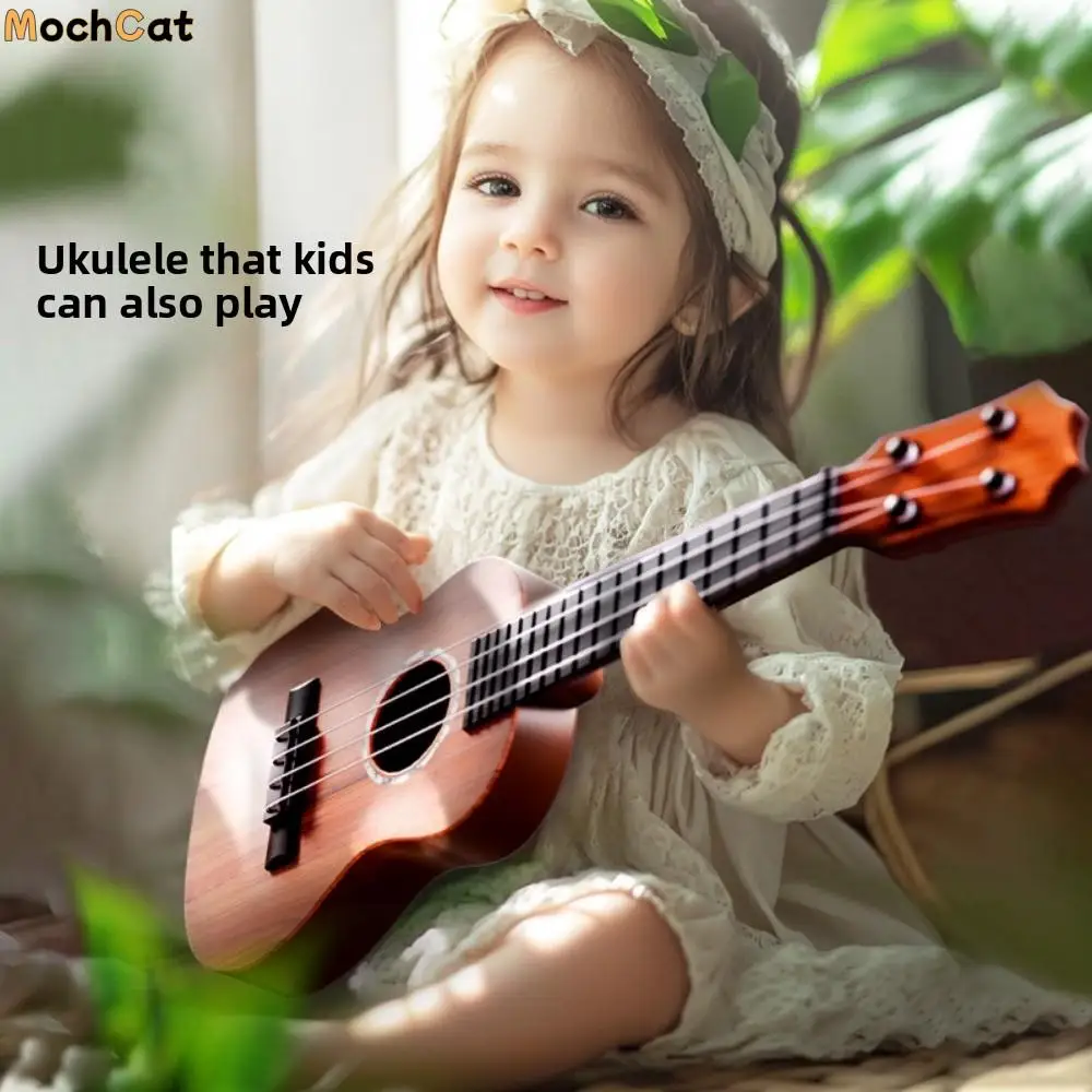 

4 Strings Ukulele Musical Instrument Toy Adjustable Knob Educational Simulation Ukulele Toy Classical Durable Kids Musical Toys