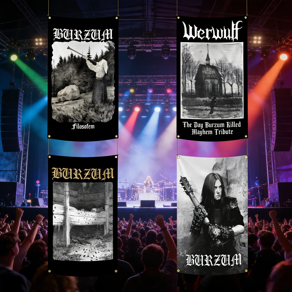 Black Metal Burzums Flag Filosofem Tapestry Band Rock Music Prints Wall Hanging Bedroom Background Home Decor Concert Banner
