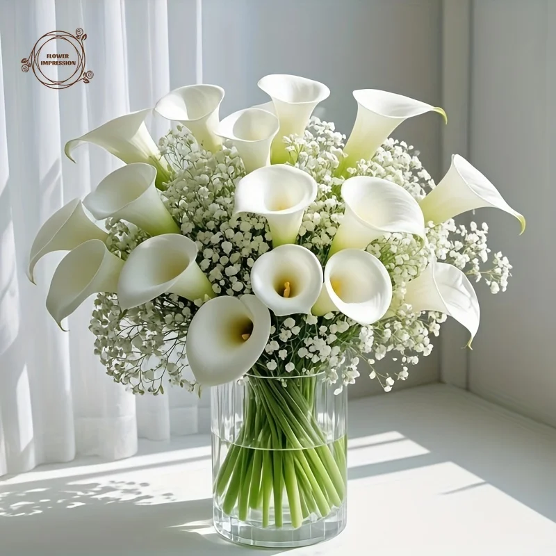 

28pcs Calla Lily Artificial Flower Baby's Breath Perfect for Weddings Valentine’s Day Mother’s Day Easter Home Room Table Decor