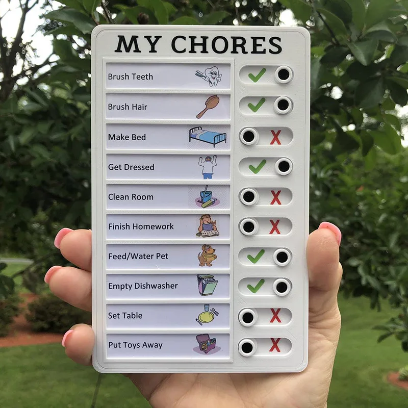 1PC  Kids Chore Chart Plastic Checklist Board Replaceable Memo Note RV Message Board Daily Growth Task Planner