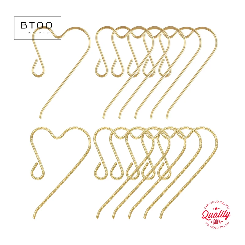 

14K Gold Filled Heart Ear Wire 14x21mm Smooth/Sparkle 0.64mm 22ga Earring Components for DIY Jewelry Wholesale Findings