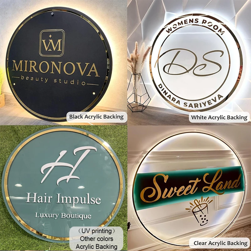 Custom Acrylic Backlit Logo Sign Illuminated Round Personalized Signs for Business Storefronts Offices Nail Salons Beauty Studio