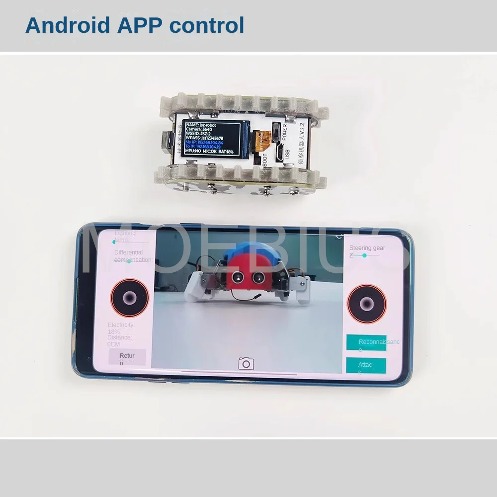 Mini APP Control Robot Car Pipeline Detection with Camera WiFi Fpv Image Transmission Mobile Phone Control Video Car Esp32