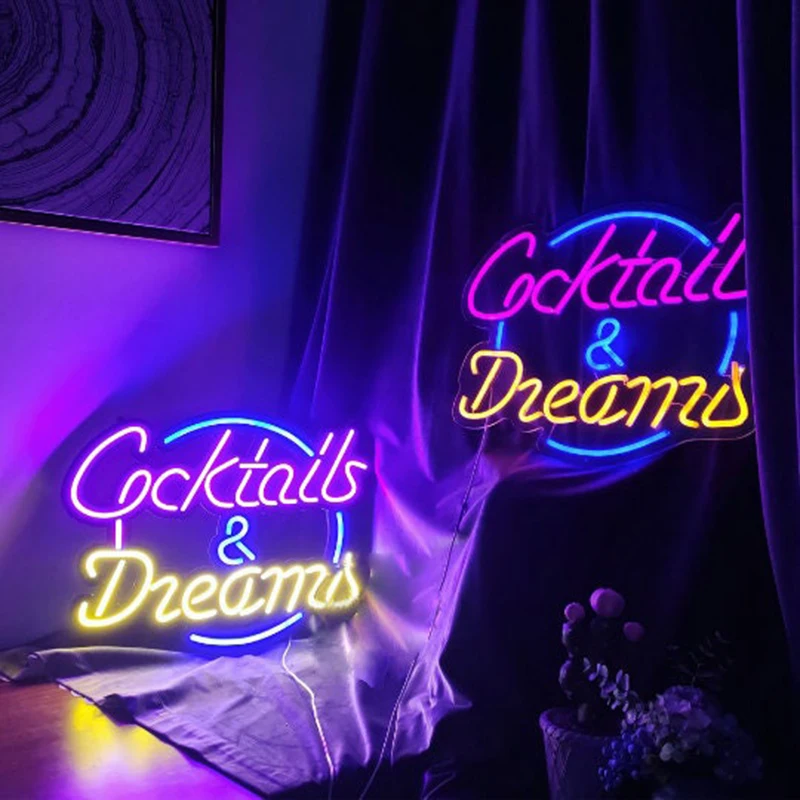 

Cocktails and Dreams Neon Sign Wall Signs for Home Bar Club Hotel Cafe Neon Signs Cocktail LED Light Bar Decor Wedding Birthday