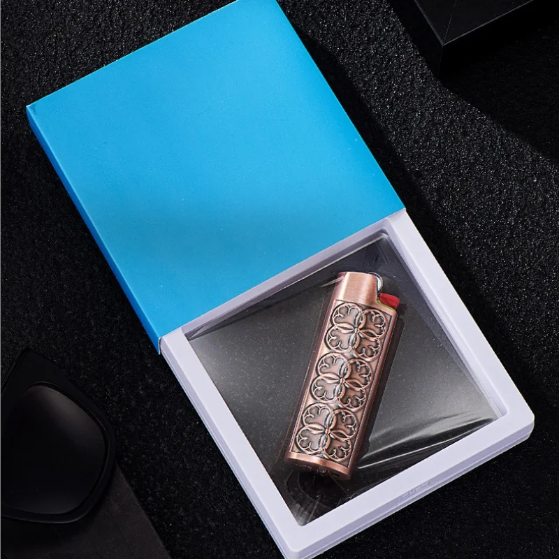 Cherry blossom pattern Large Metal J6 Lighter BIC Shell Case for Men\'s Gift Lighter Accessories Tools