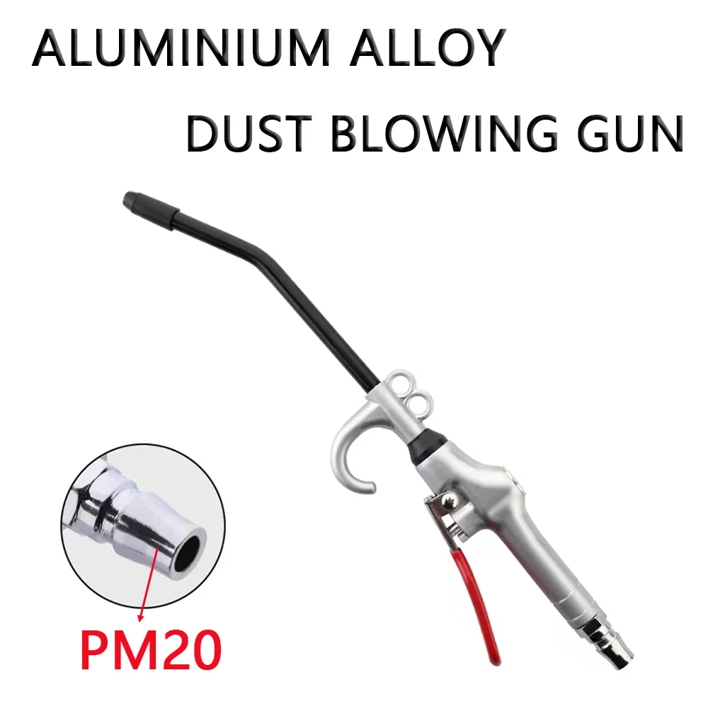 Air Blow Gun Aluminum Air Dust Gun Angled Bent Nozzle Pistol Grip Pneumatic Tool High Pressure 1/4