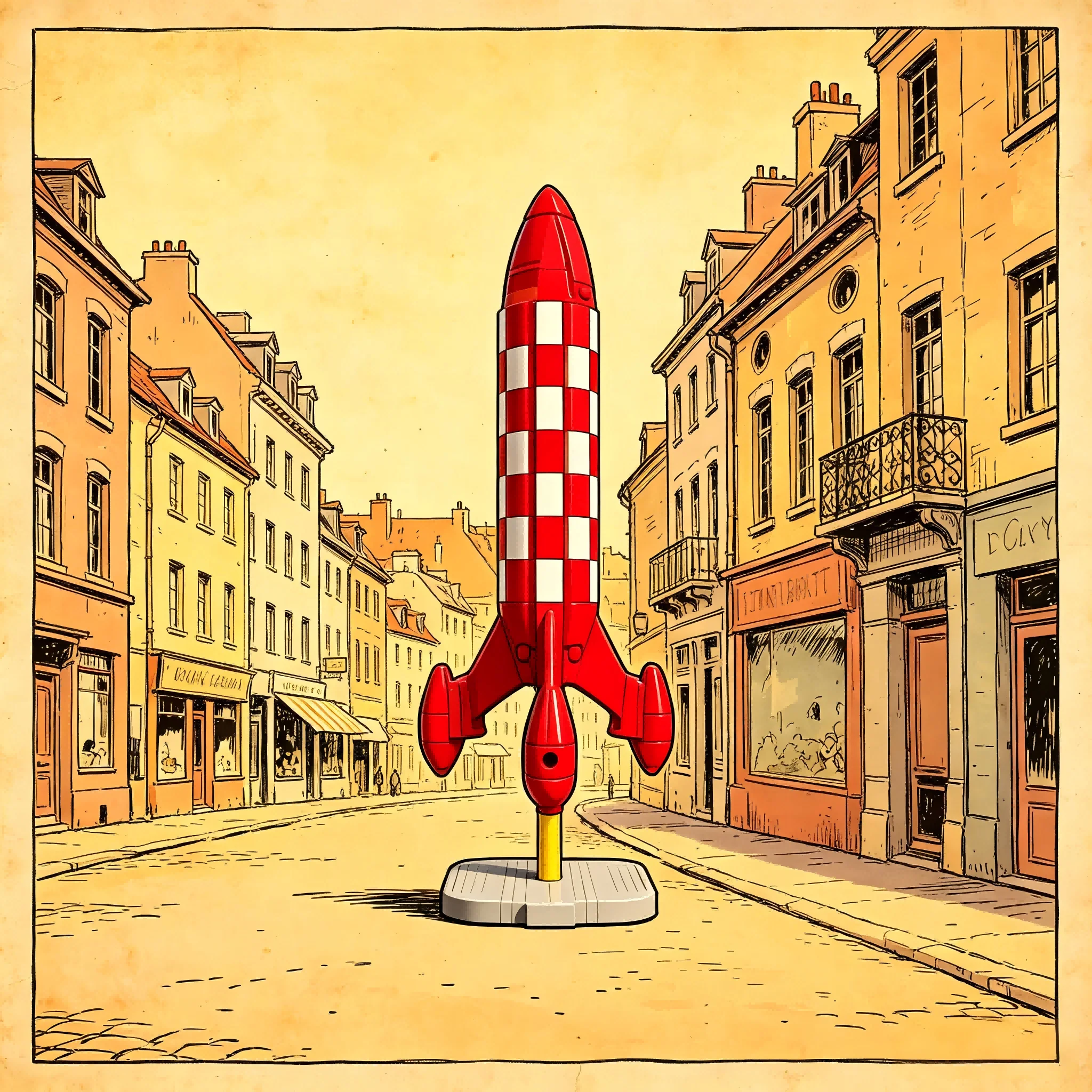 High-Detail Retro Space Rocket Building Kit Classic Comic Exploration Rocket Vehicle Small Particle Bricks Desktop Display Gift