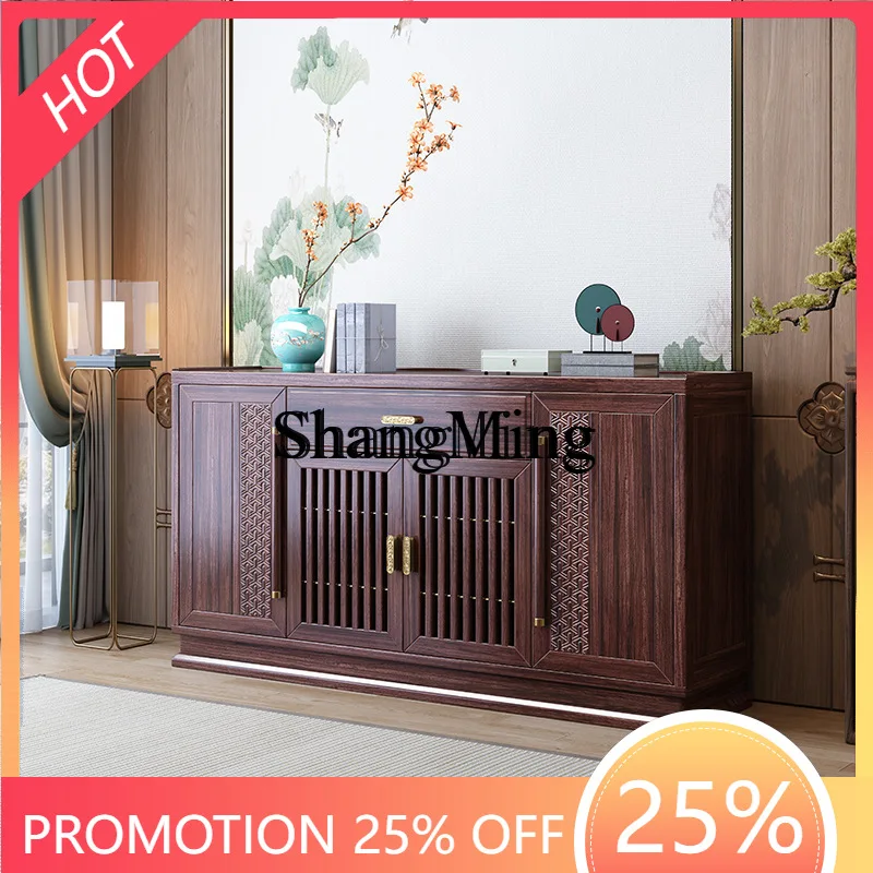 

SM home new Chinese side cabinet living room solid wood locker modern simple integrated wall chest