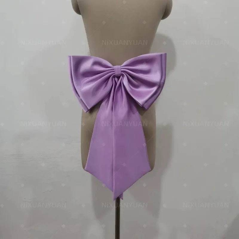 Separate Lavender Satin Bow Detachable Bridal Dress Satin Knot Accessories Wedding Accessories