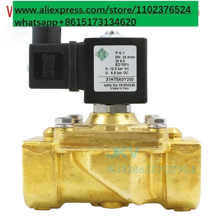 Electromagnetic valve brass threaded two-way zero pressure start 21HT6K0Y250 dn25 220v in stock