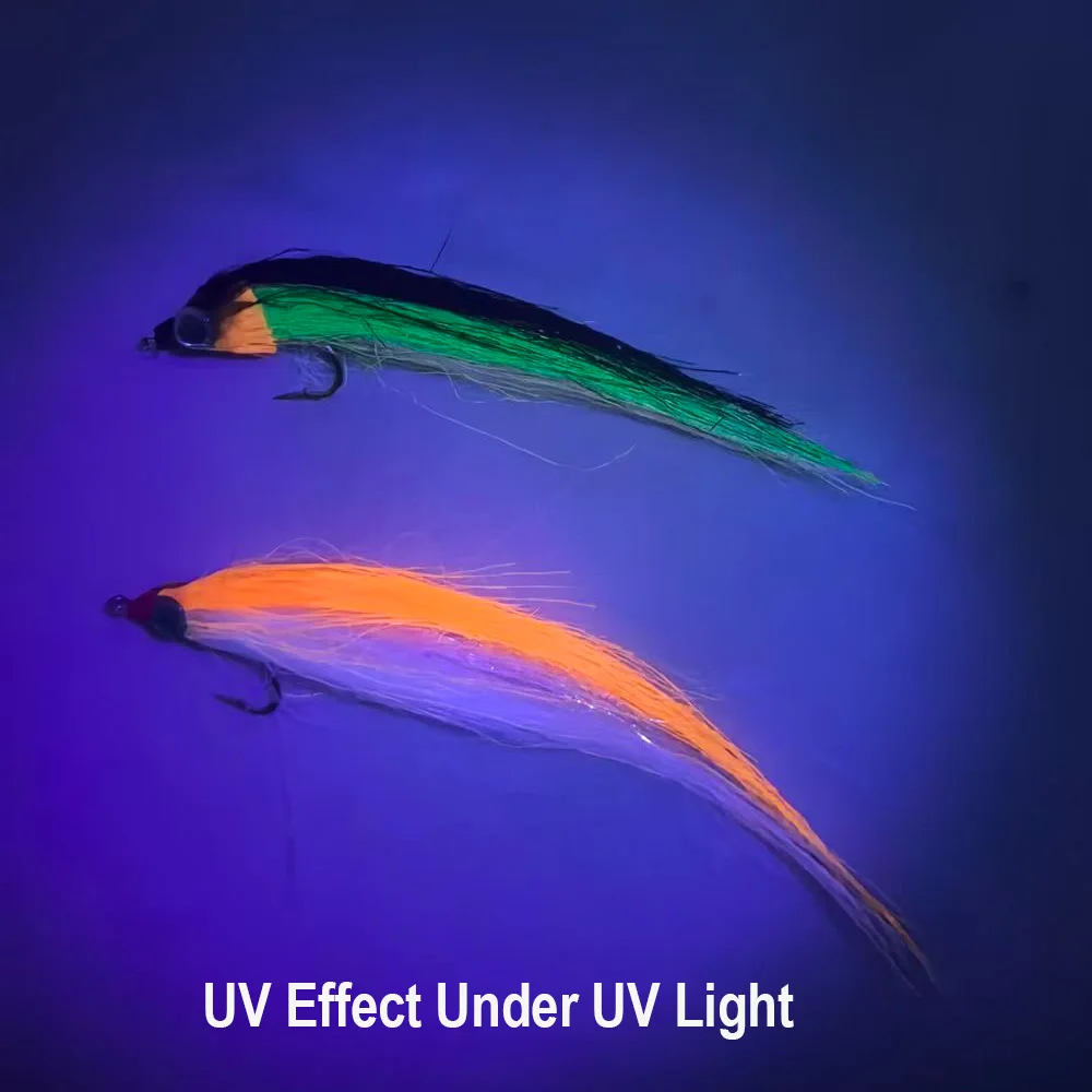 4/6 Stück Minnow-Köderfisch-Fliegenfischerfliegen, Haken aus Kohlenstoffstahl, realistische 3D-Augen, Eisseiden-Streamer für Forellen- und Hechtangeln – Detail 7