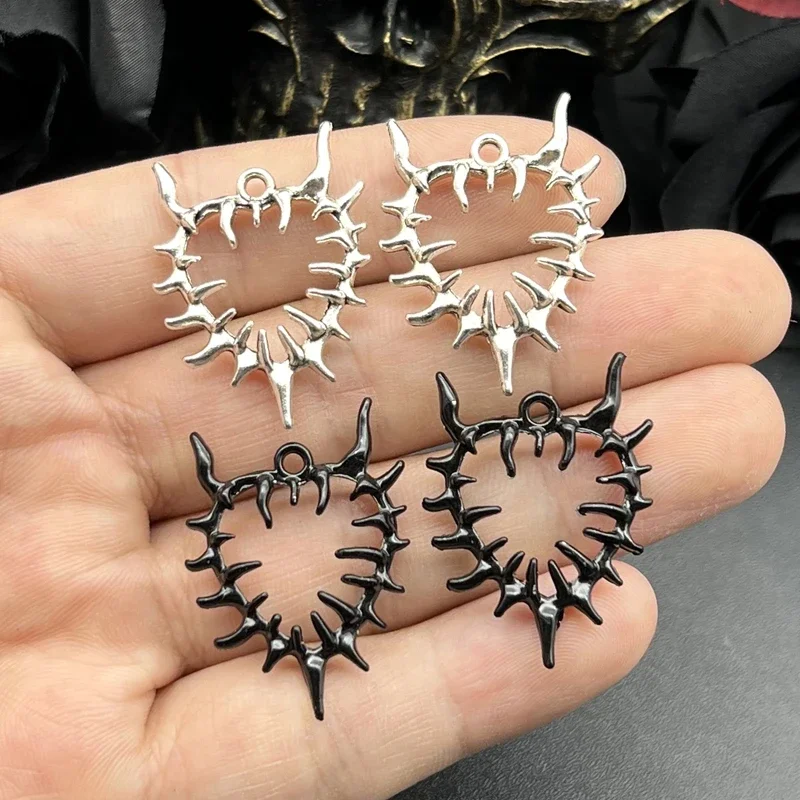 5pcs Gothic Hollow Thorn Heart Charms Thorn Spiky Heart Charms Pendant Designer Charms Fit Jewelry Making DIY Jewelry Findings