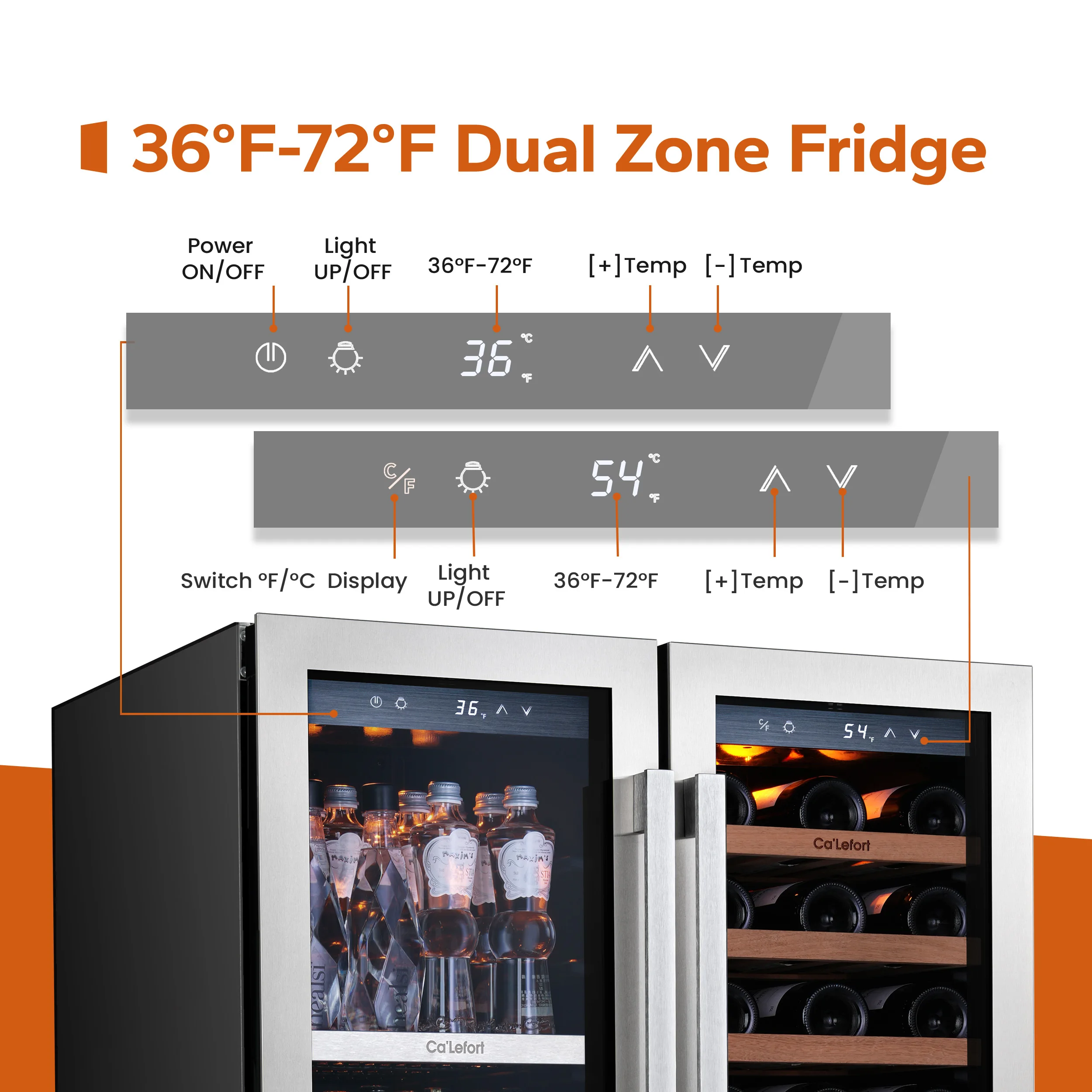 Ca'lefort 170L Wine Refrigerator and Beverage Cooler Fridge – The Premium Dual-Zone Solution for Optimal Storage and Elegance