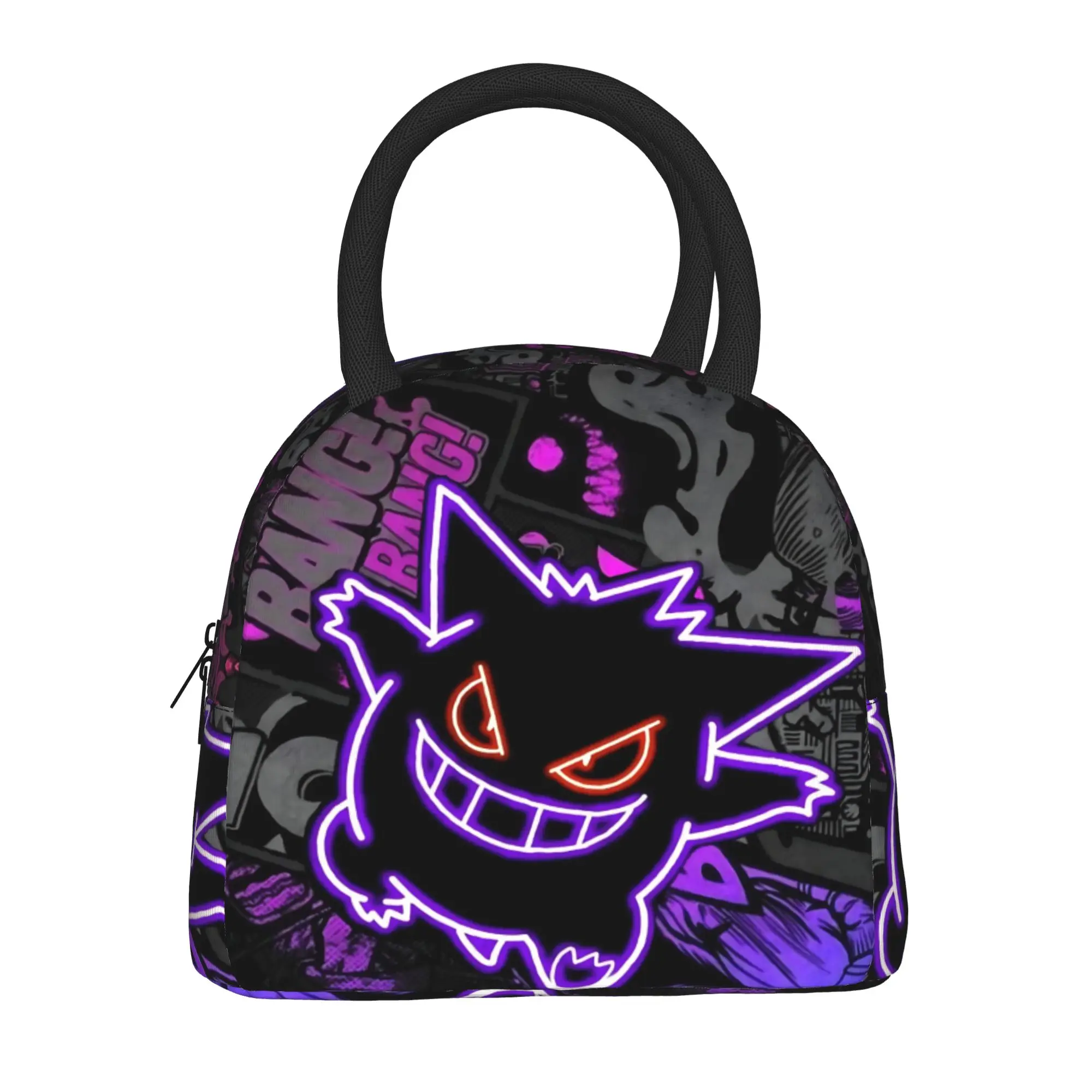 Pokemon Halloween Gengar Handbag Insulated Lunch Bag Meal Pack Rice Bag  bolsa Student Bento Lunch Handbag Insulation