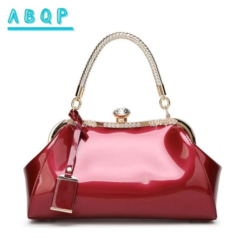 

Women's Bag 2025 New Fashion Patent Leather Glossy Red Handbag Women Shoulder Messenger Bag Large Capacity