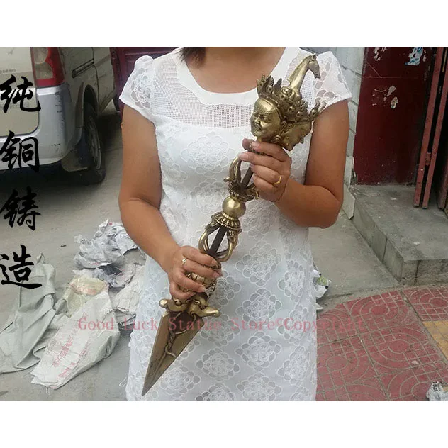 TOP COOL # Buddhism ghostdom FENG SHUI Horse head King Kong drop exorcism God magic pestle Weapon talisman 67CM view 3
