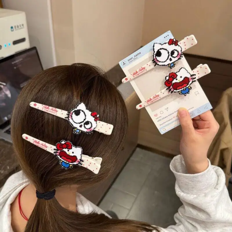 Sanrio Hello Kitty Pixel Style One Character Hair Clip Large Size Hair Clip for Bangs Cartoon Headwear Birthday Gift Souvenir
