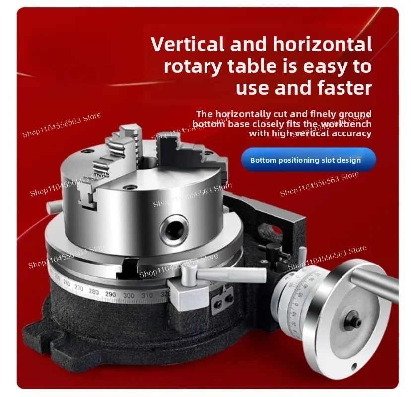 Indexing Plate Rotary Table Indexing Head, Vertical and Horizontal Indexing Plate with Chuck, Milling Machine Rotary Table