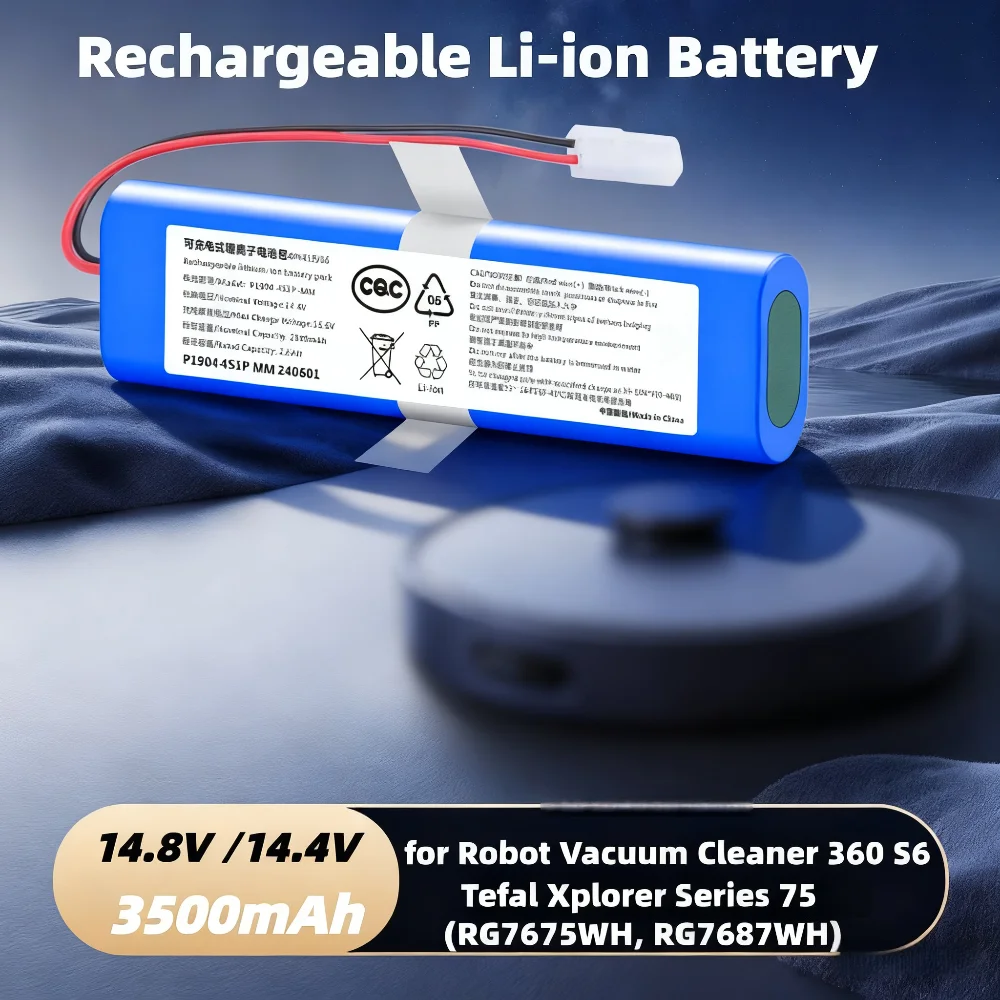

Сменная вакуумная батарея 14,4 В, 3500 мАч для робота-пылесоса Qihoo 360 S6 Tefal Xplorer Series 75 (RG7675WH, RG7687WH)