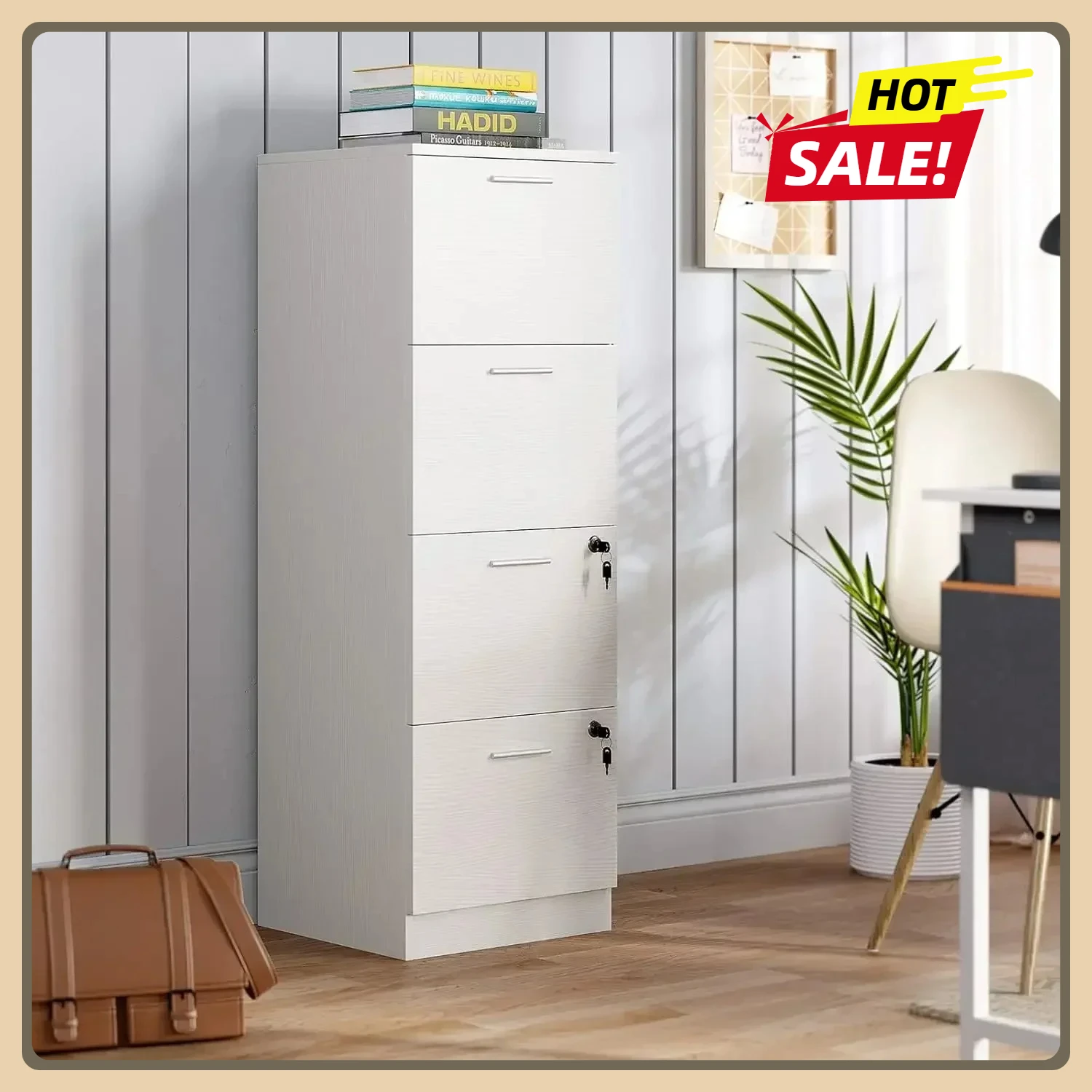 

4-Drawer File Cabinet with Lock for Letter A4-Sized Files, Deep Vertical Filing Cabinet, 15.86" Storage File Drawers